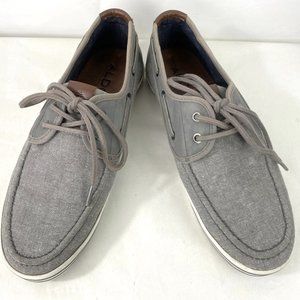 Men's Shoes Aldo Canvas Gray Boat Shoes w Leather Trim 7.5 Flats Slip Ons Mocs